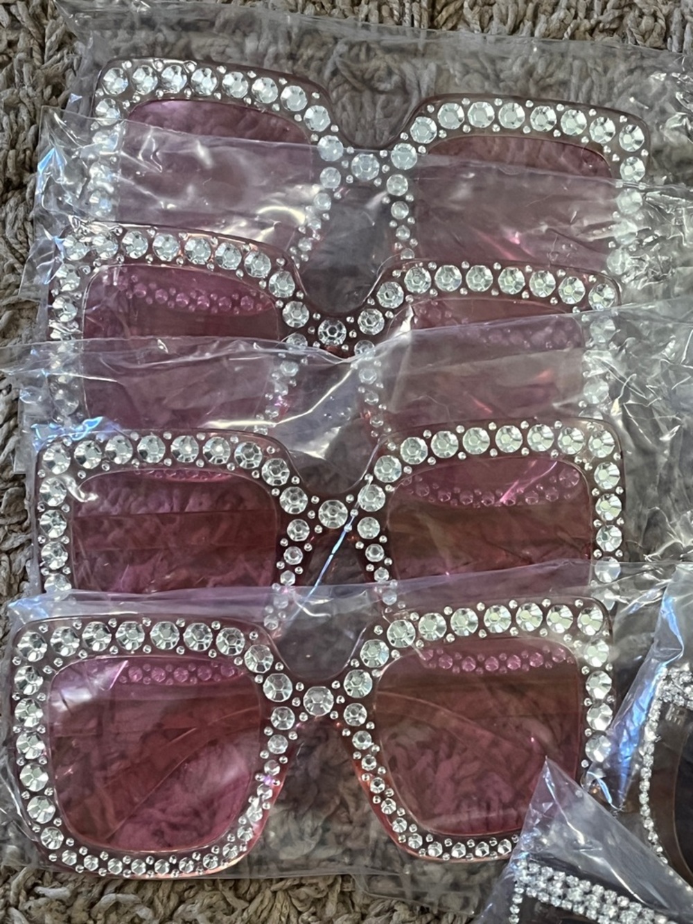Rhinestone Embellished Cat Eye & Square Sunglasses - Pink & Brown - Picture 2 of 5